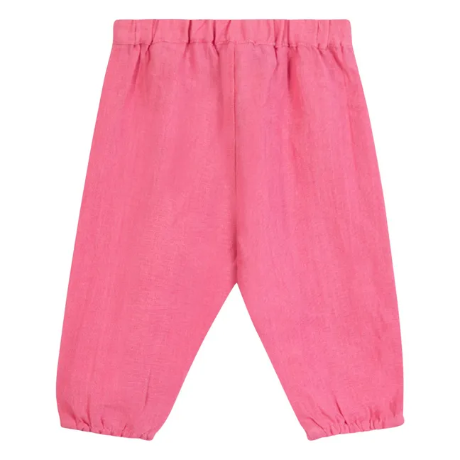 Pantalones con volantes Lino | Rosa Bombón