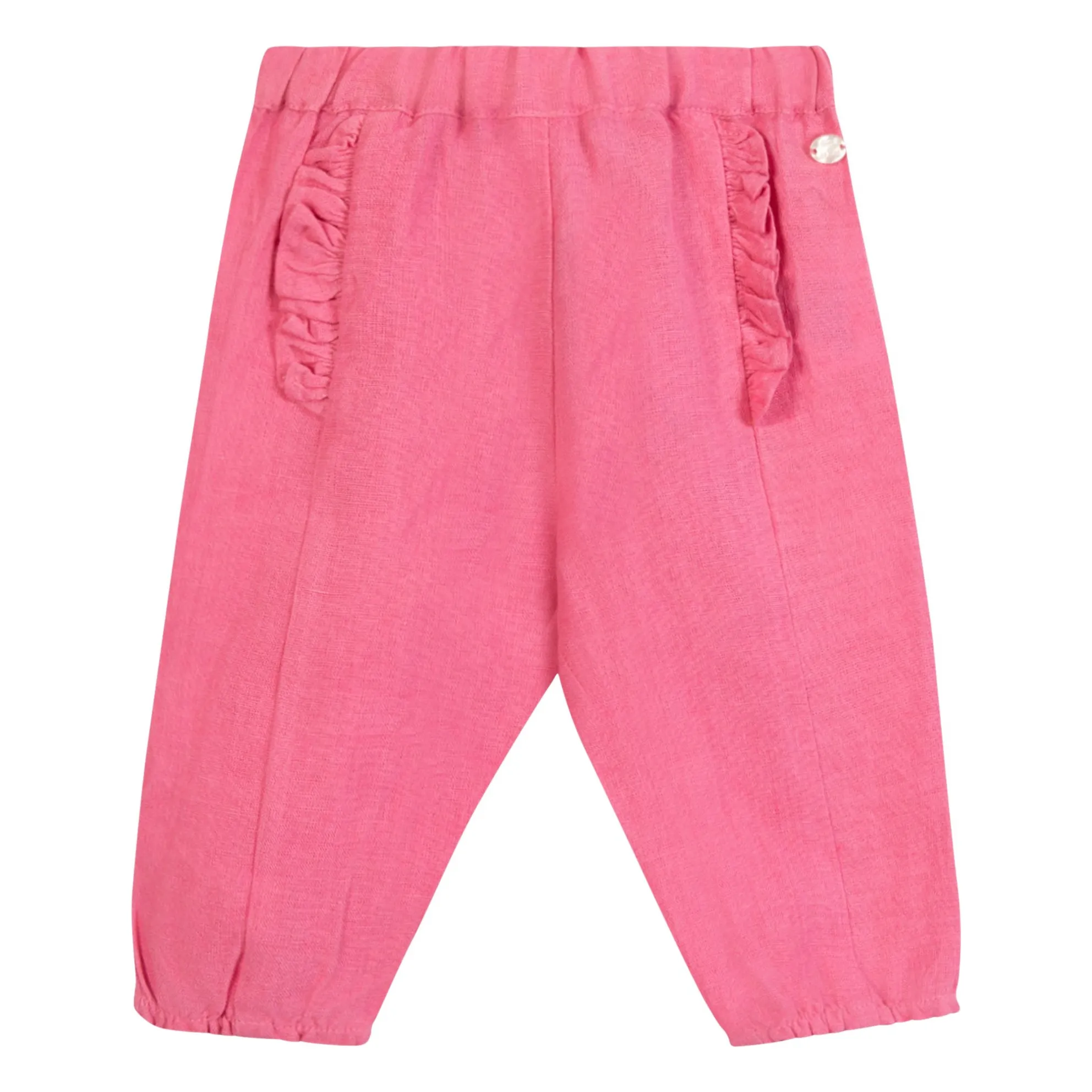Tartine Et Chocolat Candy Pink Linen Ruffle Pants