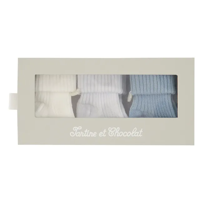 Lot de 3 Paires de Chaussettes | Bleu horizon