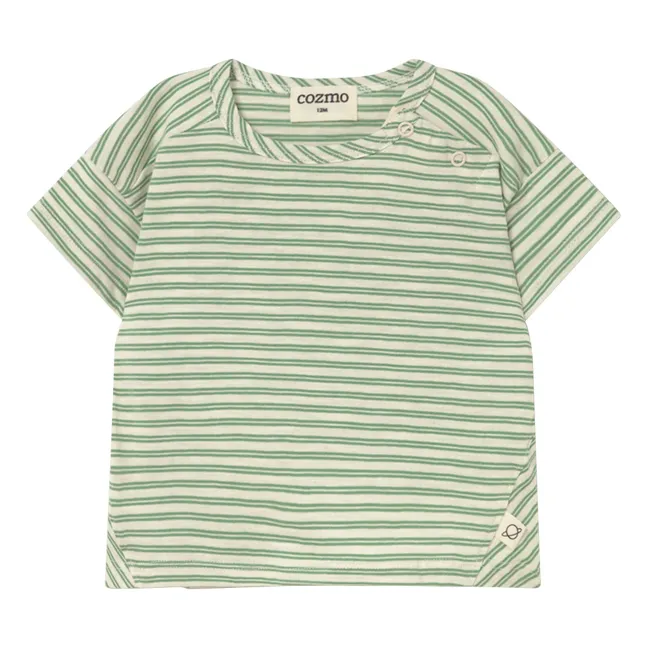 Camiseta de rayas Alan para bebé | Verde Prado