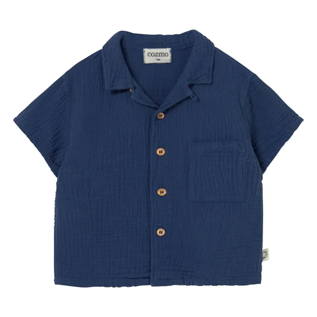 Abel Camicia in garza di cotone | Blu marino