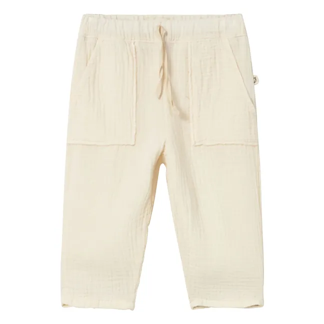 Pantalón de gasa de algodón Mario | Marfil