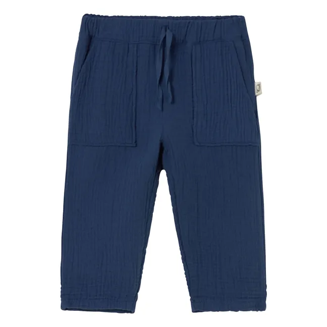 Pantalón de gasa de algodón Mario | Azul Marino