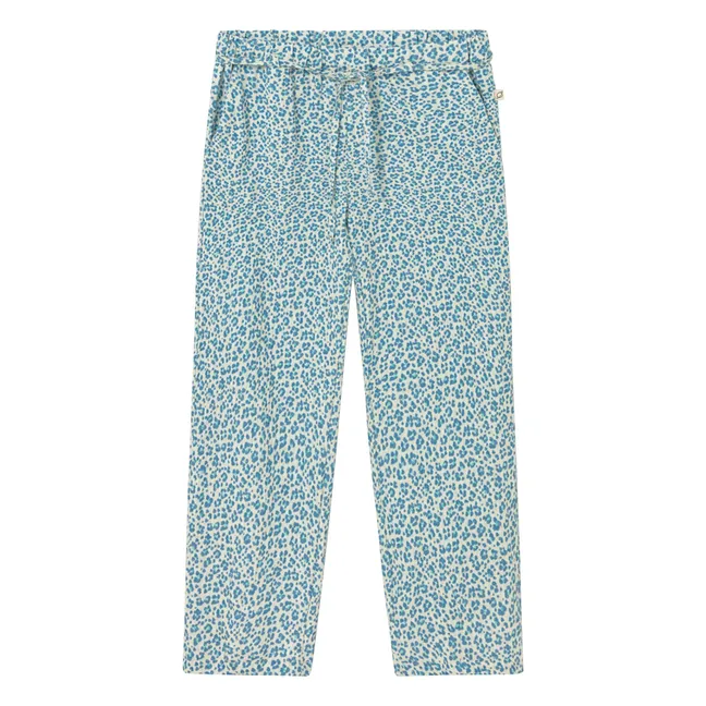 Pantalon Bella Léopard | Bleu turquoise