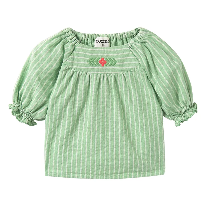 Blusa de rayas Amapola | Verde Prado- Imagen del producto n°0