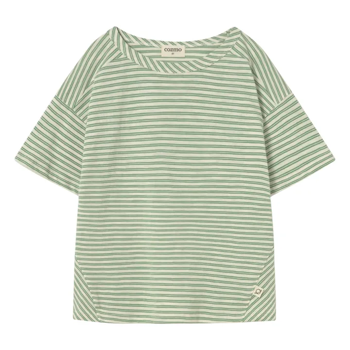 Camiseta de rayas Alan | Verde Prado- Imagen del producto n°0