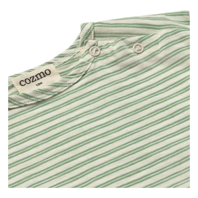 Camiseta de rayas Alan para bebé | Verde Prado