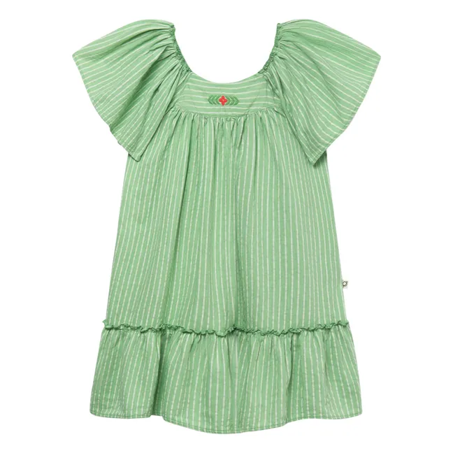 Robe Clavel Rayée | Vert prairie