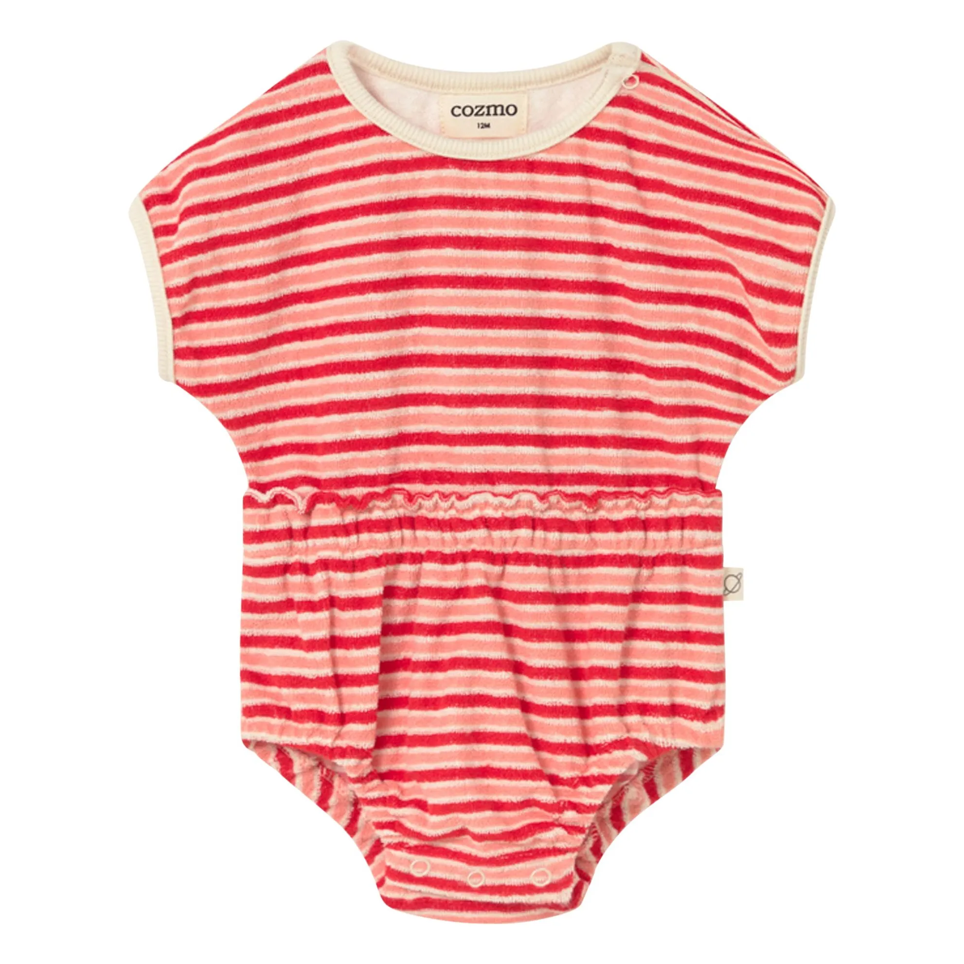 Cozmo Red Gianna Striped Terry Bodysuit