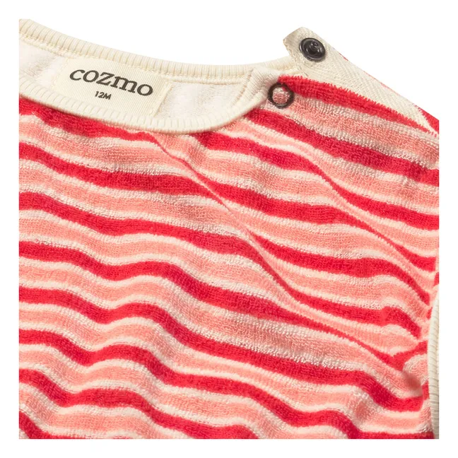 Gianna Striped Terry Bodysuit | Red