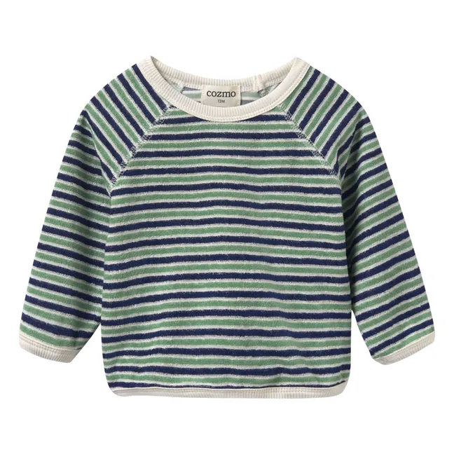 Fenix Striped Terry T-Shirt | Navy blue