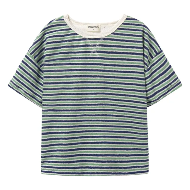 Camiseta de rizo a rayas Enea | Azul Marino