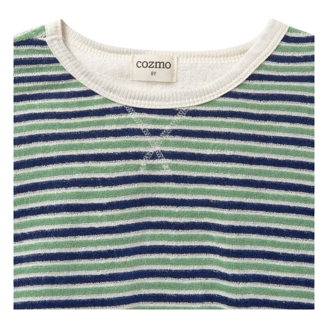 Camiseta de rizo a rayas Enea | Azul Marino