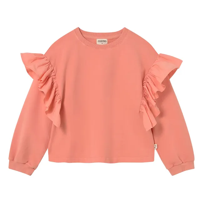 Sweat Eira Volants Coton Bio | Saumon