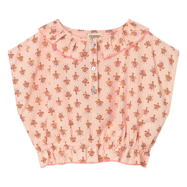 Blouse Dara Fleurie Coton Bio | Rose poudré