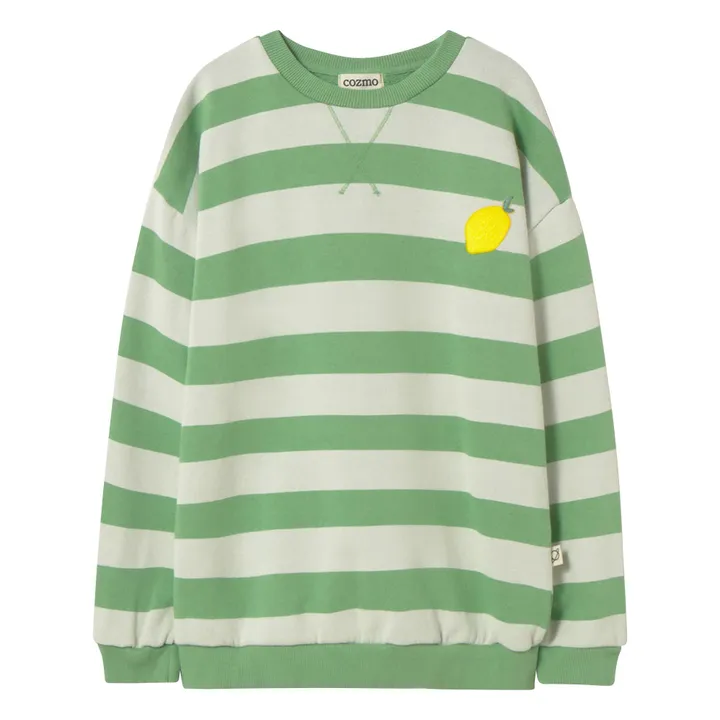 Sweat Dan Rayé Citron | Vert prairie- Image produit n°0