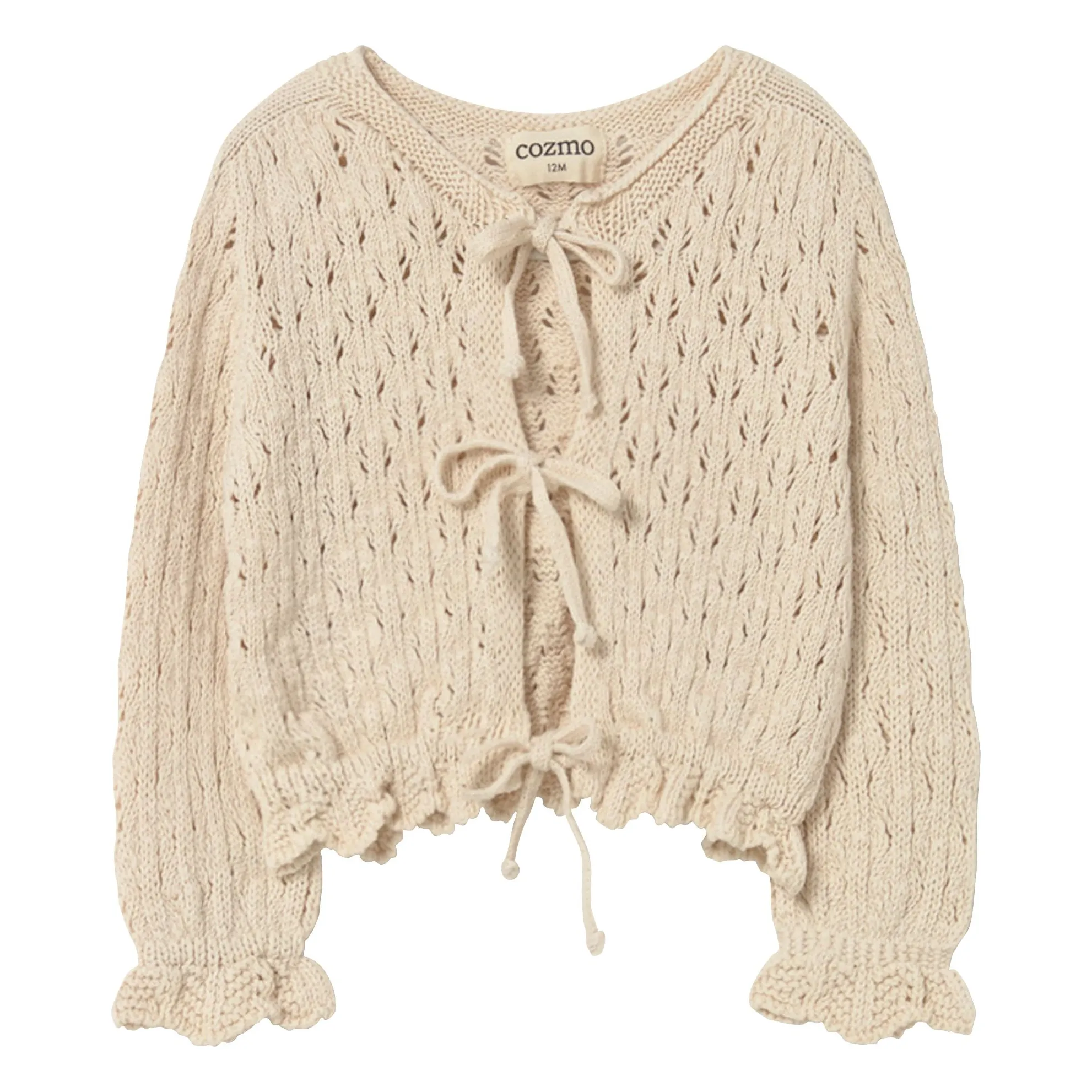 Cozmo Ivory Ivy Pointelle Recycled Fiber Cardigan
