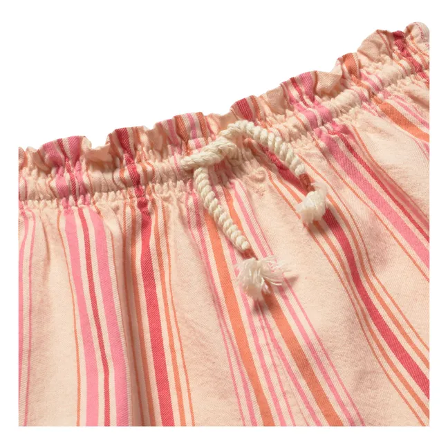 Short Nia Rayé Coton Bio | Rose