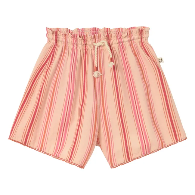 Short Nia Rayé Coton Bio | Rose