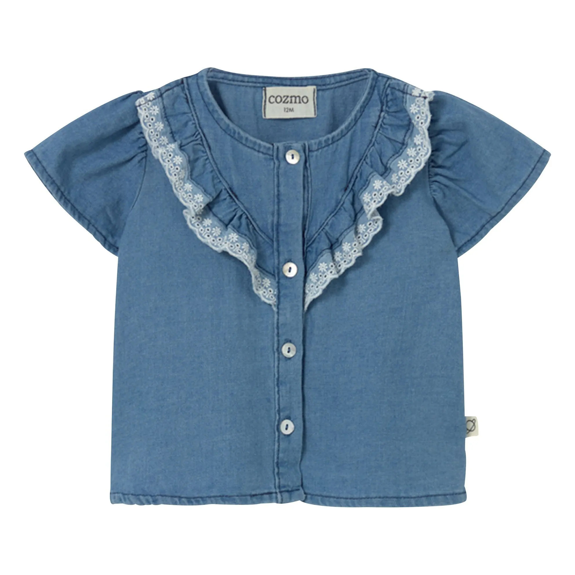 Cozmo Blue Blouse Denim Malva Volants