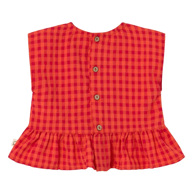 Top Lua Carreaux Fibres Recyclées | Rouge
