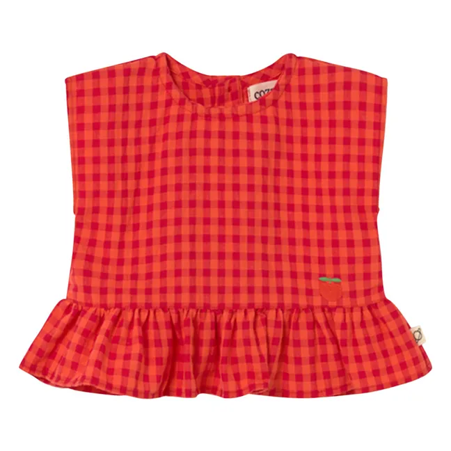 Top Lua Carreaux Fibres Recyclées | Rouge