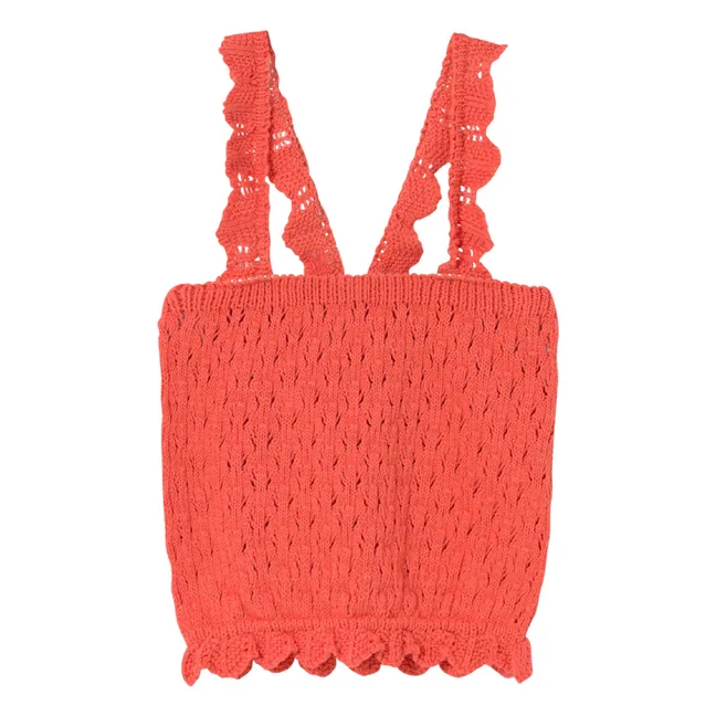 Camiseta de tirantes Lily Pointelle Fibras recicladas | Rojo