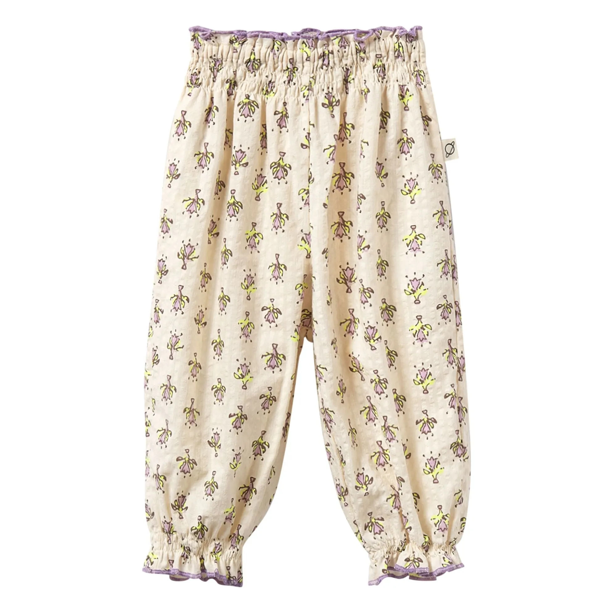 Pantalon Lina Fleuri Coton Bio | Lavande- Image produit n°0