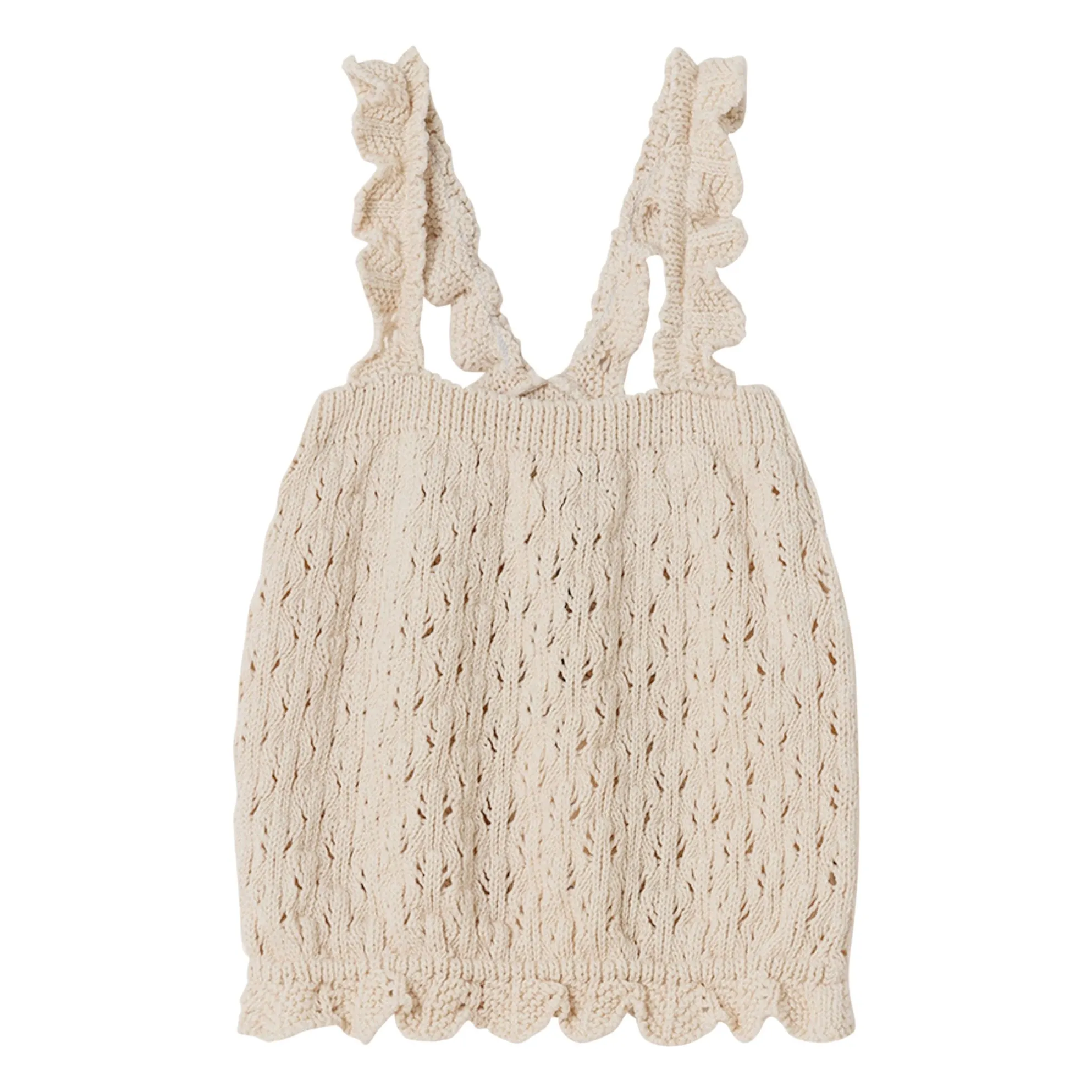 Cozmo Ivory Lily Pointelle Tank Top Recycled Fibers