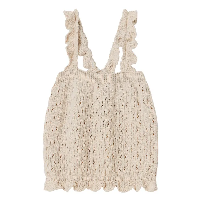 Camiseta de tirantes Lily Pointelle Fibras recicladas | Marfil