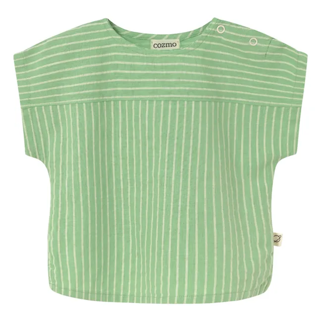 T-shirt Land Rayé | Vert prairie