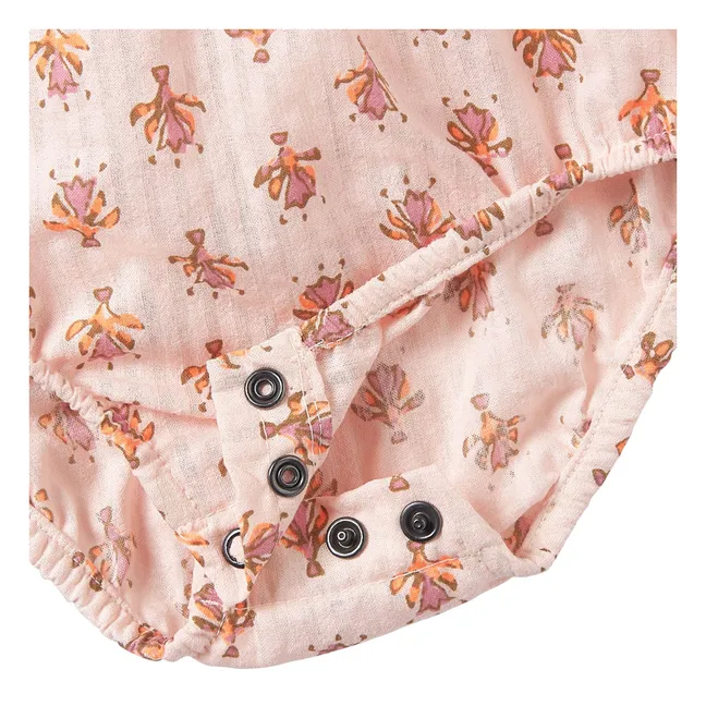 Barboteuse Jul Fleurie Coton Bio | Rose poudré