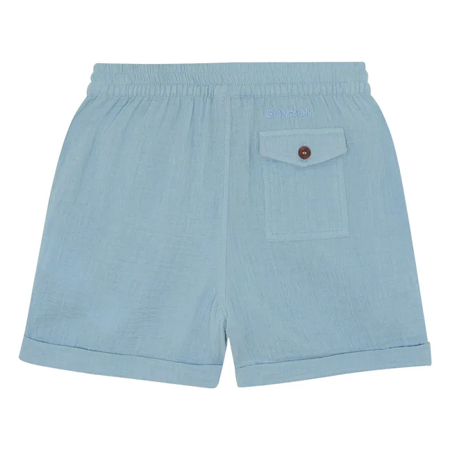 Noé Cotton Gauze Shorts | Light blue