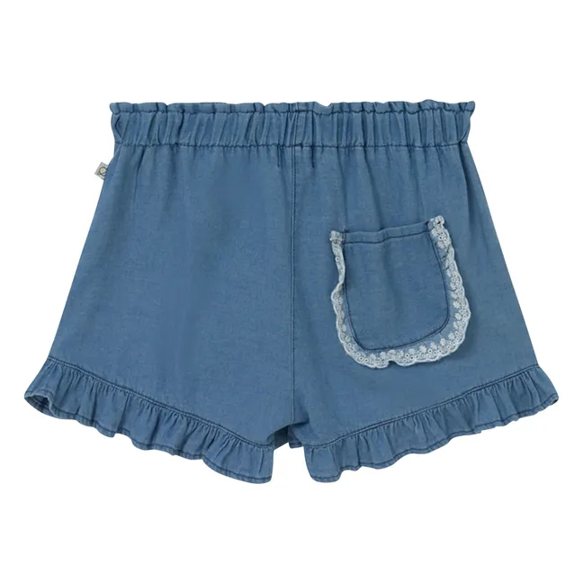 Pantalones cortos vaqueros Sienna Ruffles | Azul