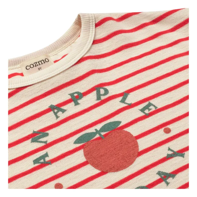 Camiseta Selva de rayas de algodón orgánico | Rojo