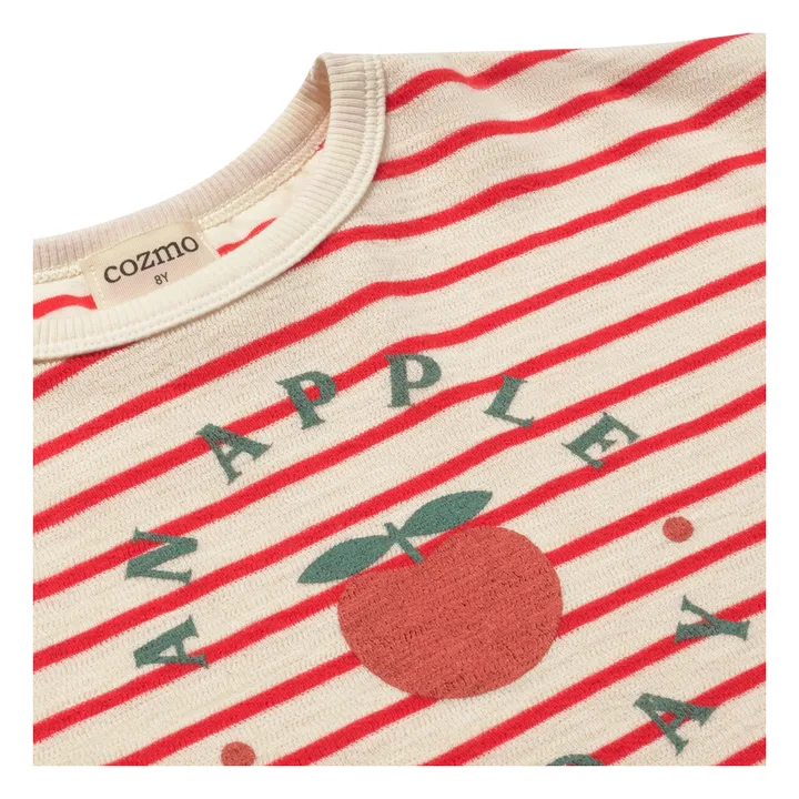 Camiseta Selva de rayas de algodón orgánico | Rojo- Imagen del producto n°3