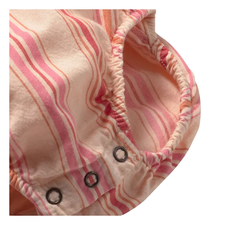 Pelele de algodón orgánico a rayas Rue | Rosa- Imagen del producto n°3