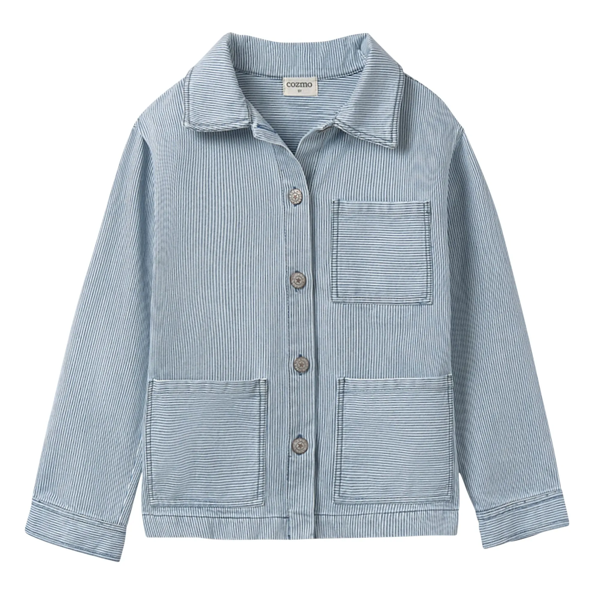 Cozmo Light Blue Denim Ridge Stripe Overshirt