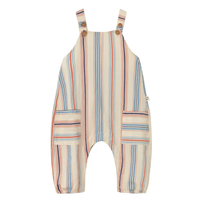 Organic cotton striped Ranger overalls | Ivory