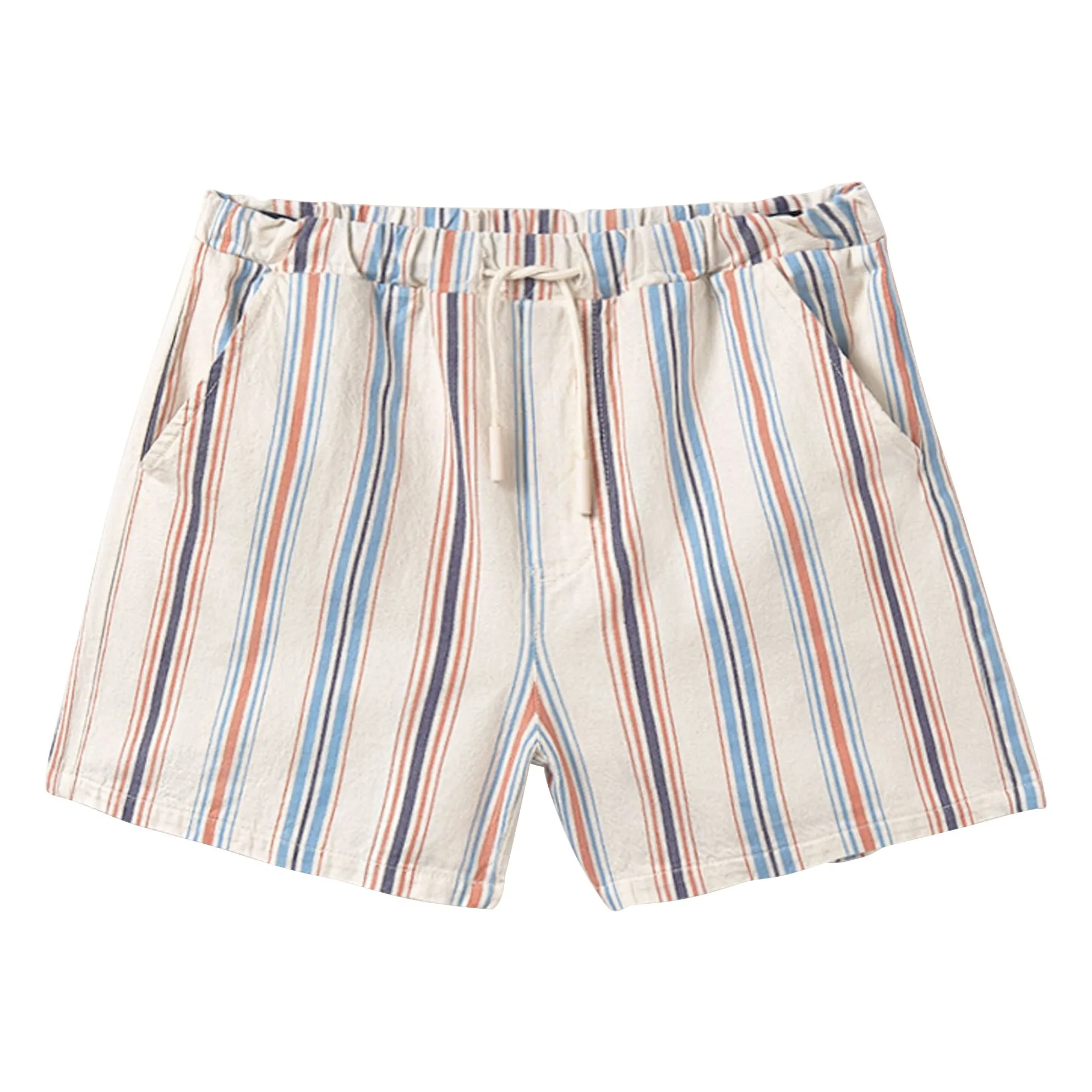Cozmo Ivory Zion Striped Organic Cotton Bermuda Shorts