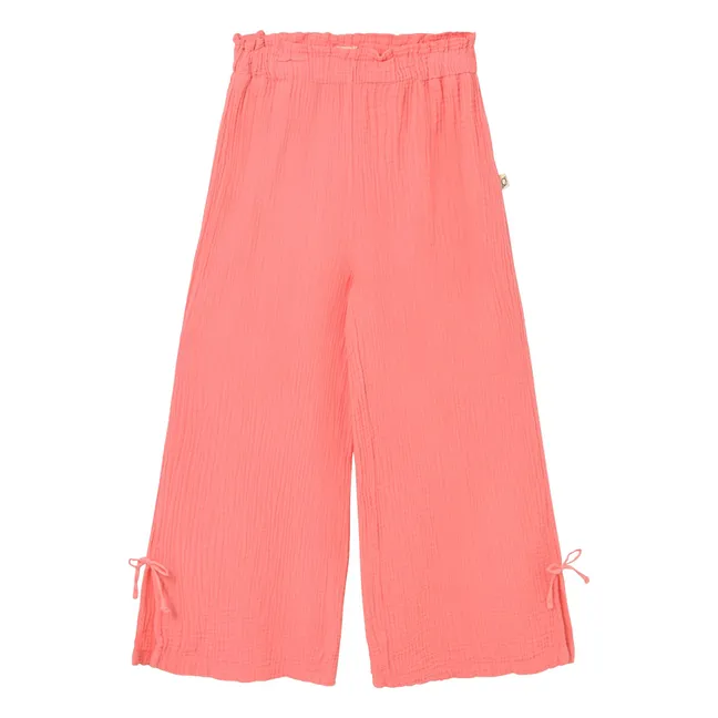 Pantalón de gasa de algodón morado | Salmón