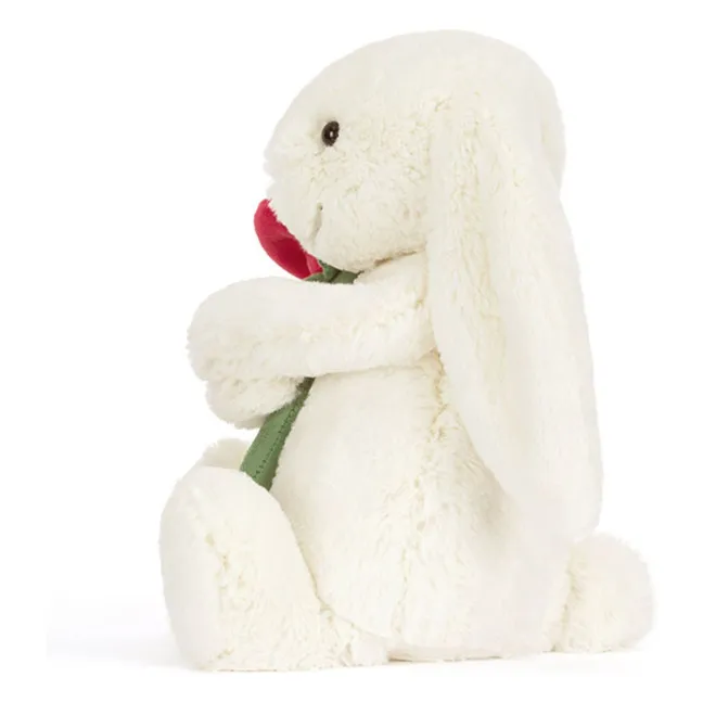 Peluche lapin avec rose