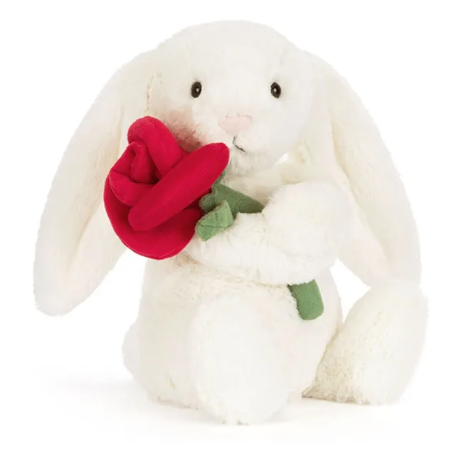 Peluche lapin avec rose
