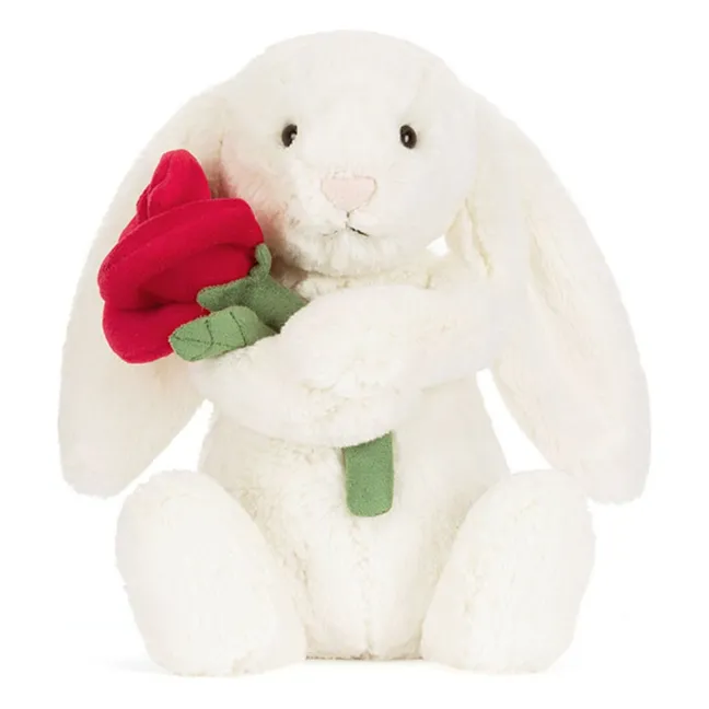 Peluche lapin avec rose
