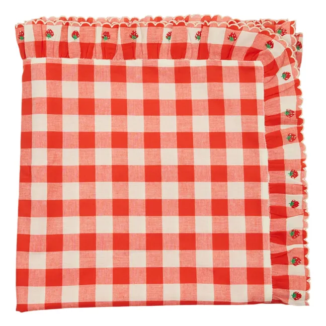 Square embroidered tablecloth | Red