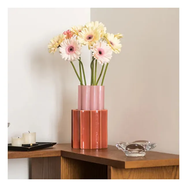 Vaso in vetro e ceramica Duetto | Rosa confetto