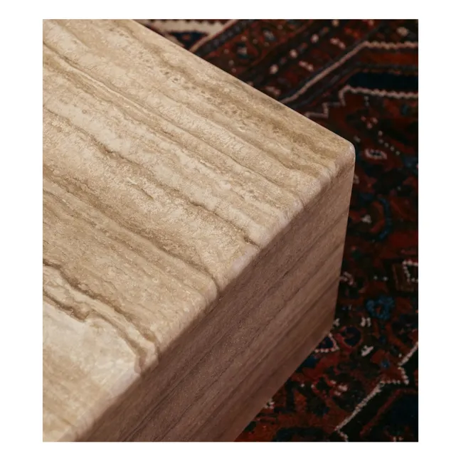 Triangolo nesting coffee table in brushed aluminum travertine