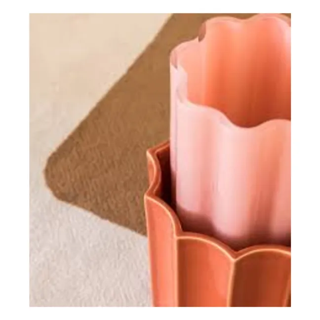 Duetto vase in glass and ceramic | Candy pink
