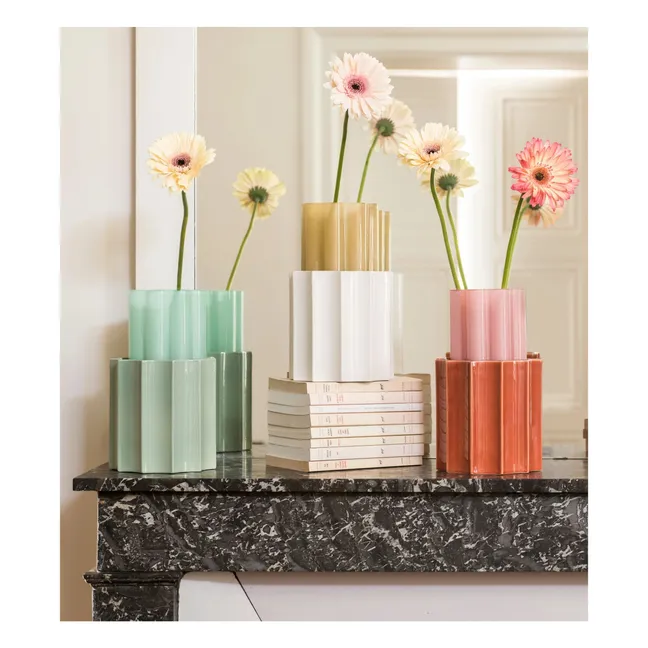 Vase Duetto en verre et céramique | Rose bonbon