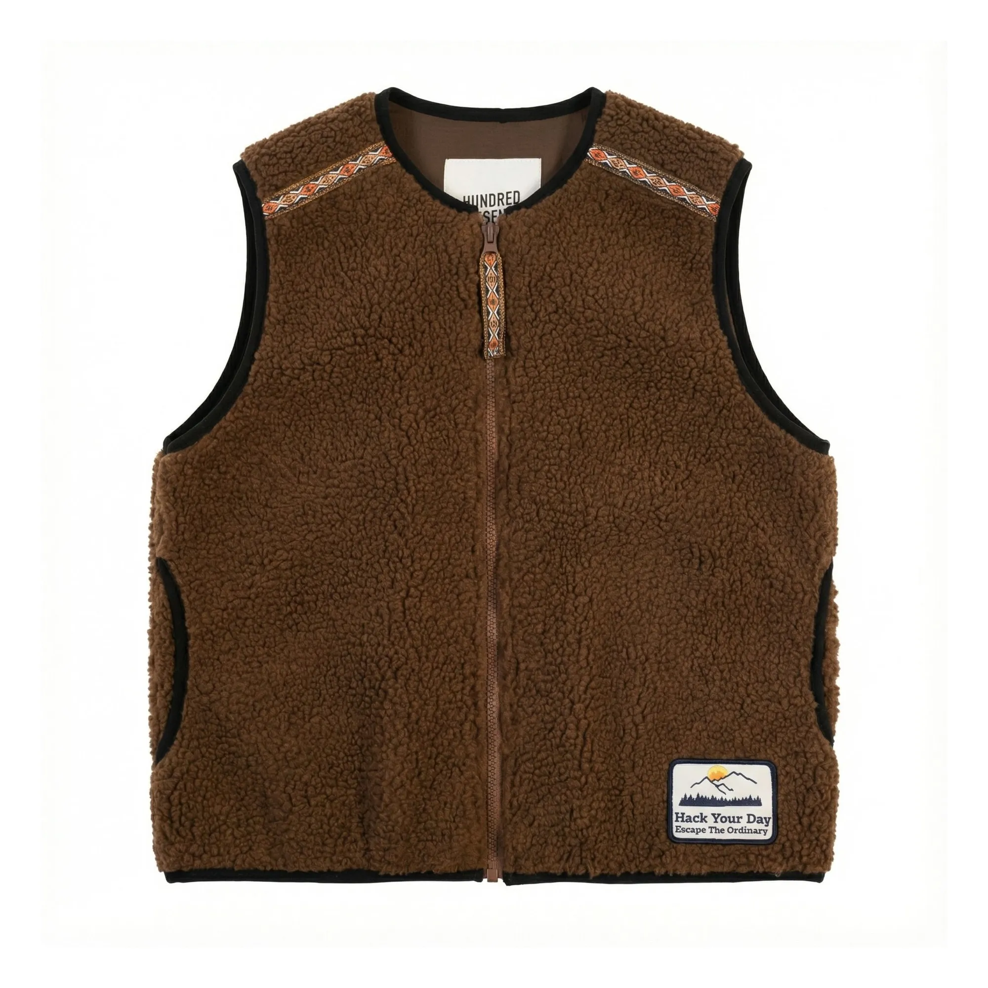 Hundred Pieces Brown Easy Sherpa Sleeveless Jacket